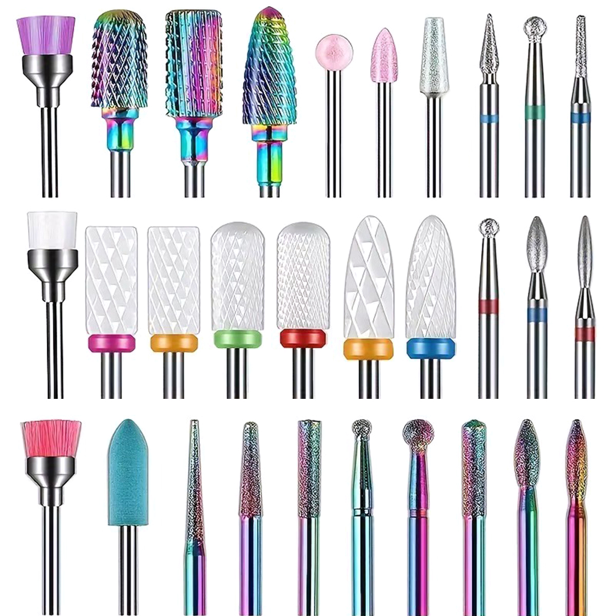 Kit De 10/30 Pcs Brocas Para Unhas, Cerâmicas E Diamante, Ferramentas De Manicure E Pedicure Para Uso Em Casa Ou salão em Oferta na Shopee