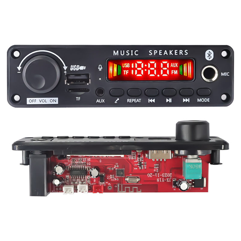 Amplificador Bluetooth 5.3 200W com reprodutor MP3, rádio FM, entradas USB/TF e gravação de microfone