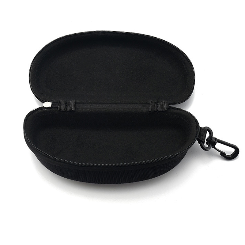 Case de óculos retangular em tecido Oxford novo com zíper semi-circular e gancho para armazenamento de óculos e óculos