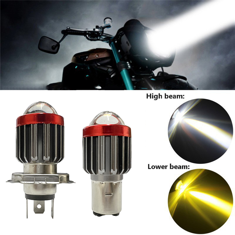 Farol Alto/Baixo Para Motocicleta H6/BA20D H4 1200LM Bicolor 10-80V em Oferta na Shopee