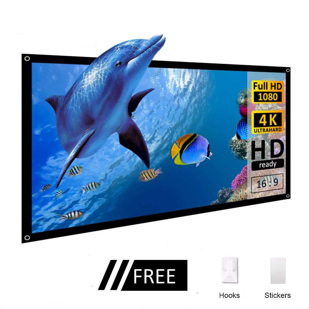 Tela De Projetor Fina Simples SALANGE 3D HD 60-100 Polegadas 16 : 9 Filme Portátil Para Viagens De Escritório