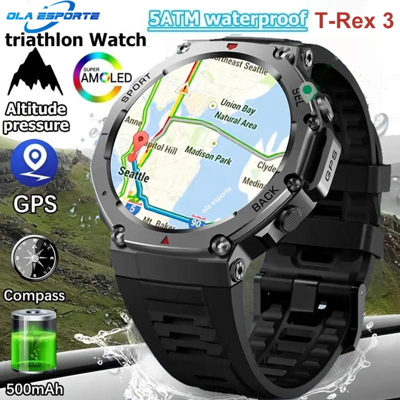 Smartwatch GPS Impermeável Original 50M De Amazfit T-Rex 3 Com Bússola