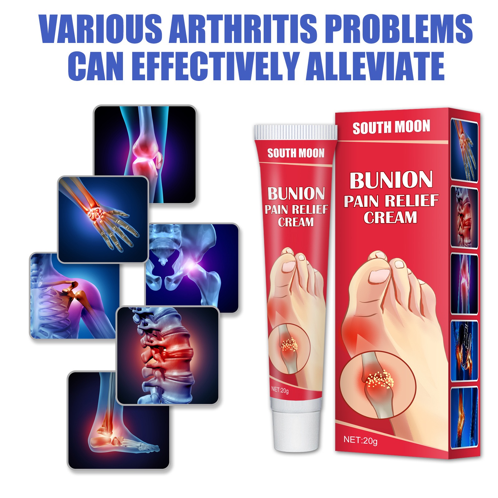 Creme para Alívio da Dor de Artrite Bunion da South Moon, Creme para Alívio da Dor nas Juntas, Creme para Reumatismo,