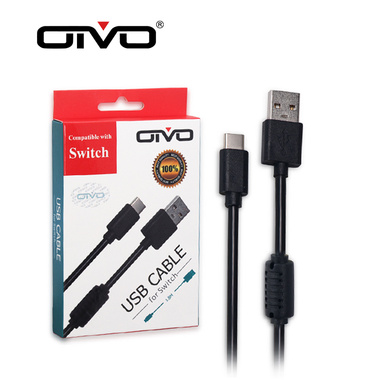 Cabo USB Tipo-C de Carregamento Rápido 1,8M para Nintendo Switch/OLED Console Transferência de Dados