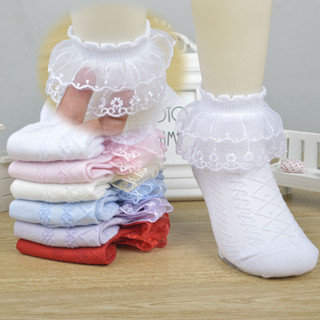 Meninas Meias Crianças De Renda Primavera Outono Verão Estilo Fino Dança Branca Puro Algodão Bebê Princesa em Oferta na Shopee