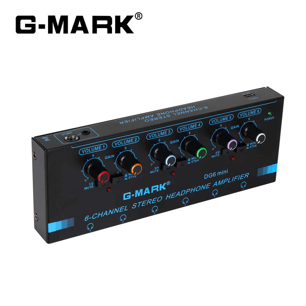Amplificador De Fone De Ouvido G-MARK DG6Mini Mono/Estéreo Ultracompacto De 6 Canais