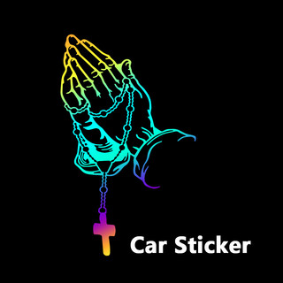 1 Peça Carro Orando Mãos Com Rosário Adesivo Decalques Religiosos Cristãos Decalque De Vi…