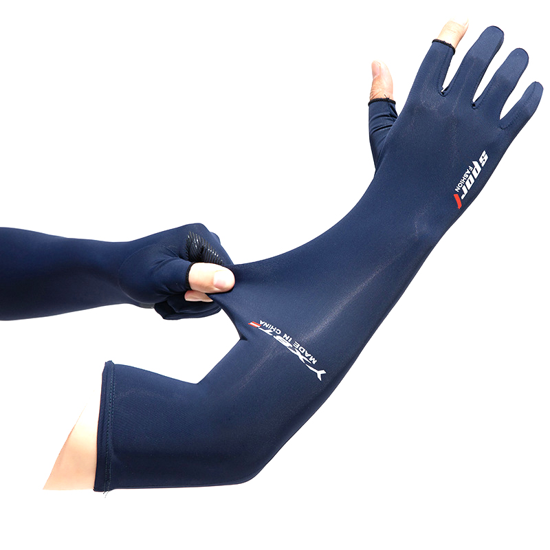 Spf50 + Mangas De Braço De Resfriamento Proteção Uv De Seda Gelo Respirável Meio Dedo Para Motocicleta/Pesca/Ciclismo