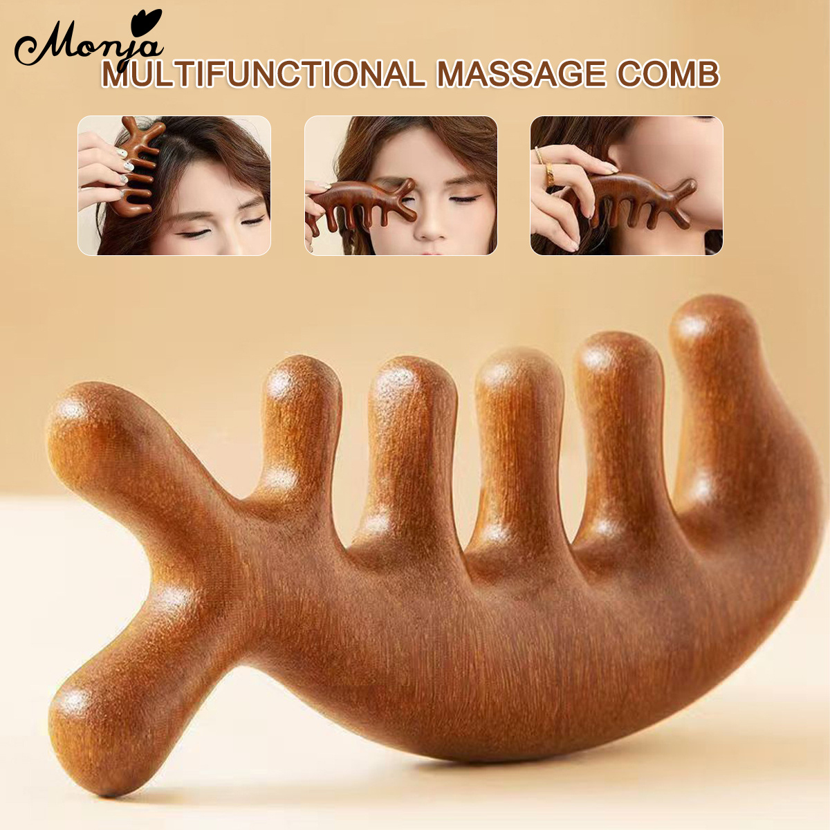 Monja Massagem Pentear Terapia De Cabelo Raspagem Couro Cabeludo Dragagem Pente De Dente L...