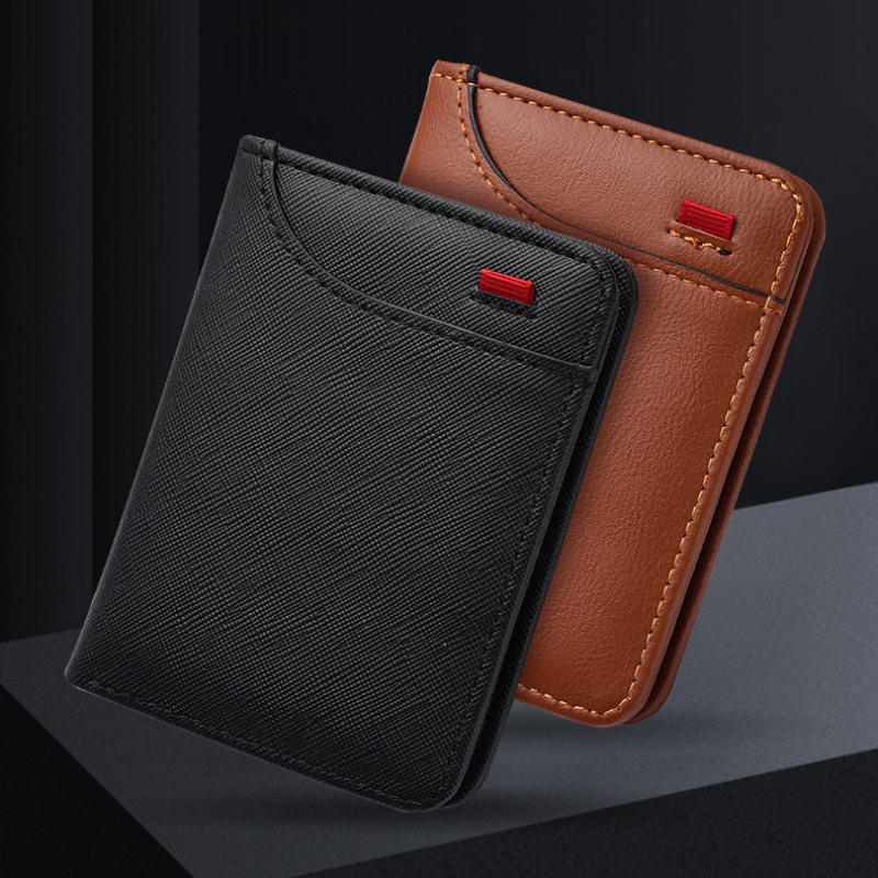  Carteira Masculina Bifold Ultra Fina - Porta Cartão Minimalista Slim com Janela para RG