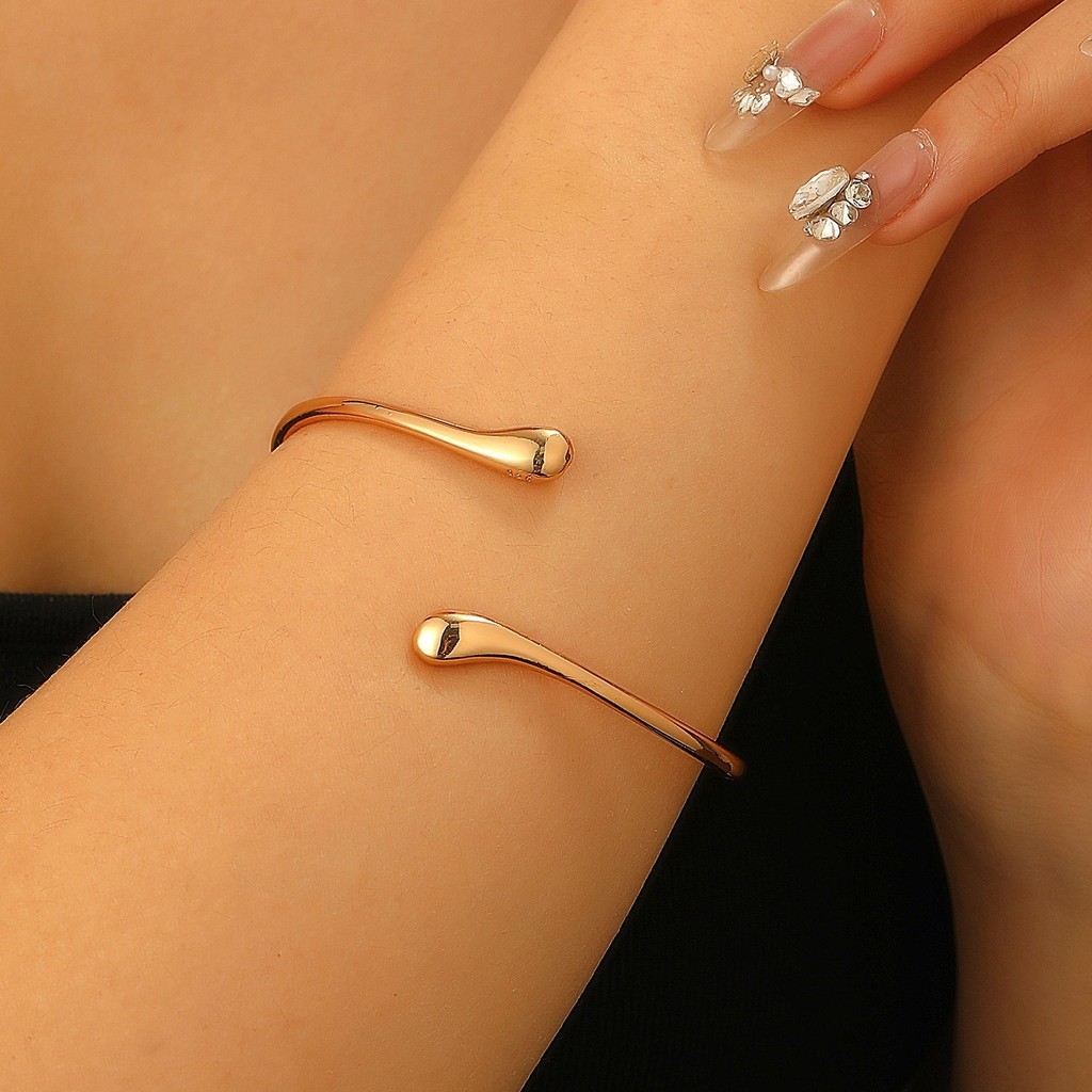 Pulseira De Metal Com Gota De Água Vegana Para Mulheres , Joias Chiques Diárias
