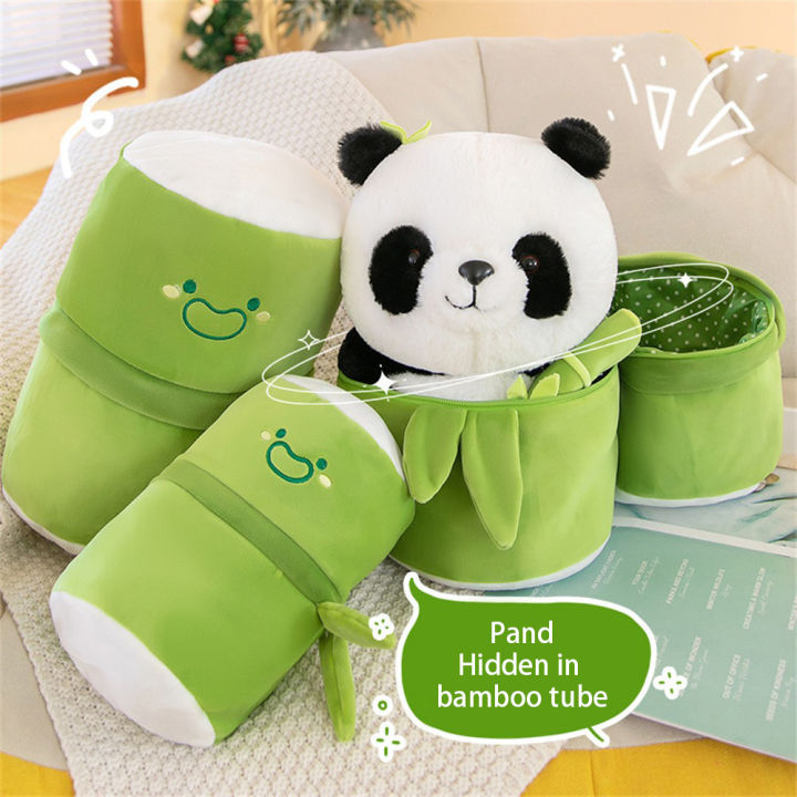 Novo Conjunto de Brinquedos de Pelúcia Panda e Bambu, 20-25 cm, 2 em 1, Brinquedo de Pelúcia Panda para Presentear