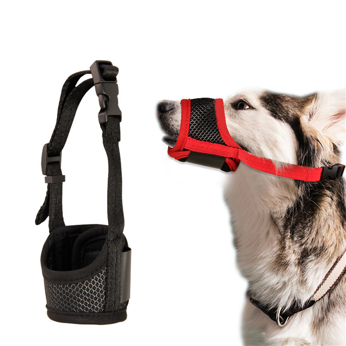 Focinho De Cachorro Respirável Ajustável Anti-Mordida Máscara De Malha Lamber Para Cães Pequenos , Médios E Grandes , Se