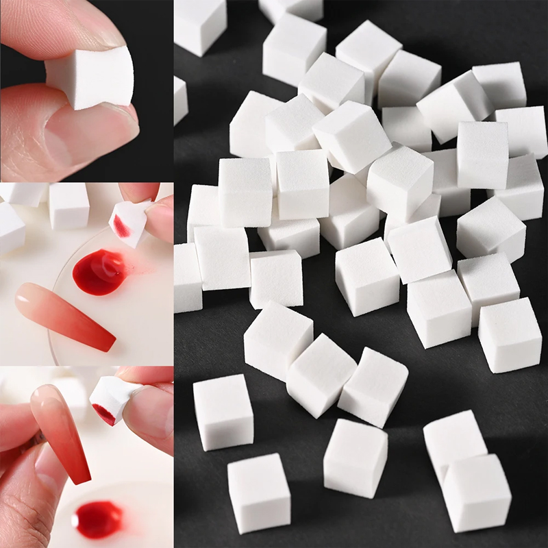 50 Pçs/Saco 1cm Quadrado Prego Esponja Escovas De Unhas Macio Substituível Blocos Esponjas Gradientes Do
