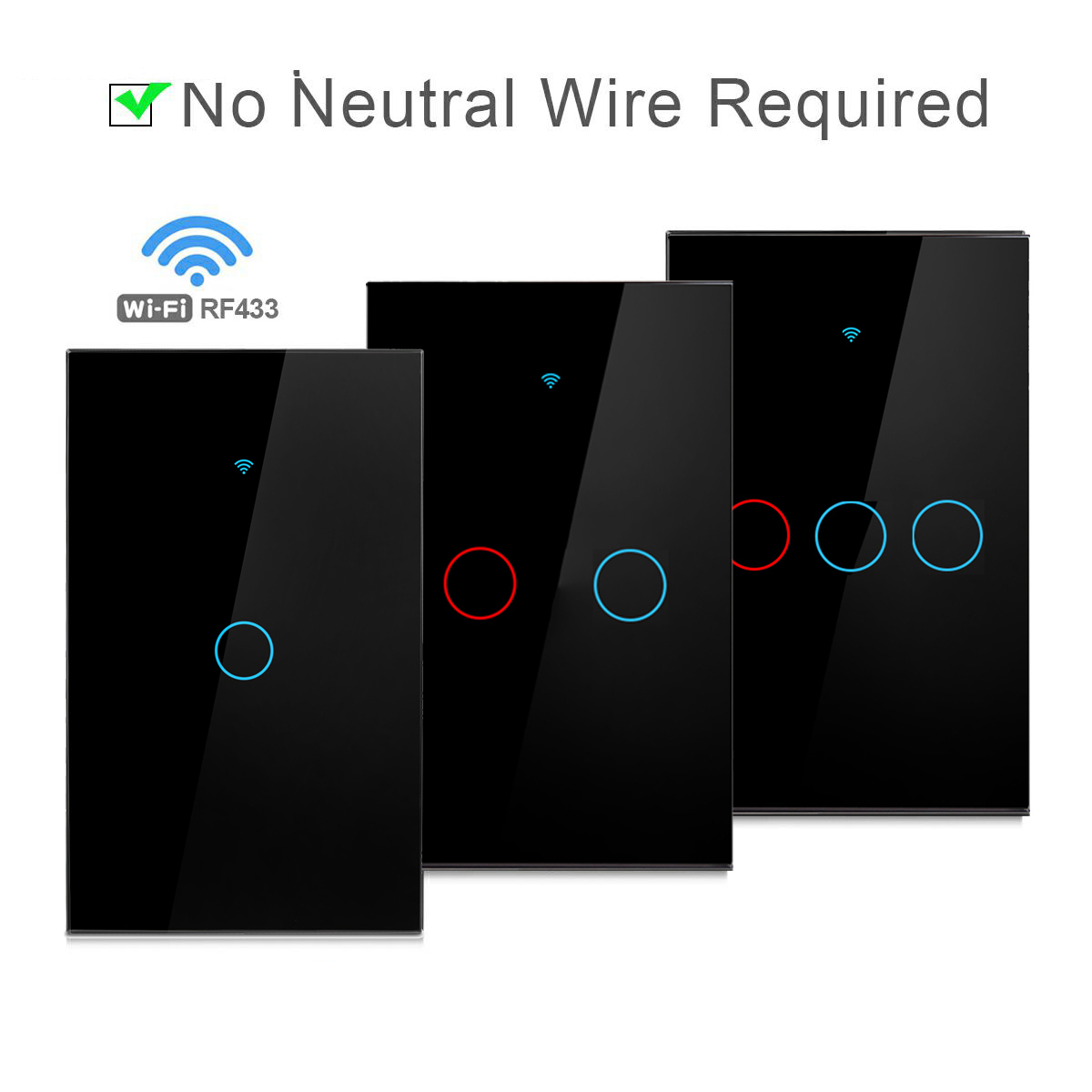 Novo Trabalho Com Tuya WiFi US Smart Touch Interruptor de Luz 1/2/3/4 Teclas Botão de Parede Inteligente para Smart Life