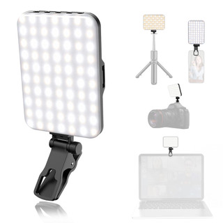 Luz de selfie portátil com 60 LEDs, clipe para telefone, luz de preenchimento recarregável de 2200mAh, clipe de luz, CRI