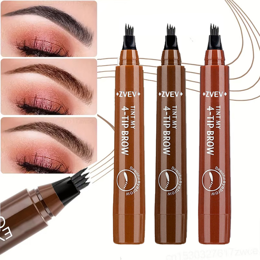 Lápis De Sobrancelha De 4 Pontas – Efeito Microblading , Traços Tipo Cabelo , Maquiagem À Prova D'água E Barata