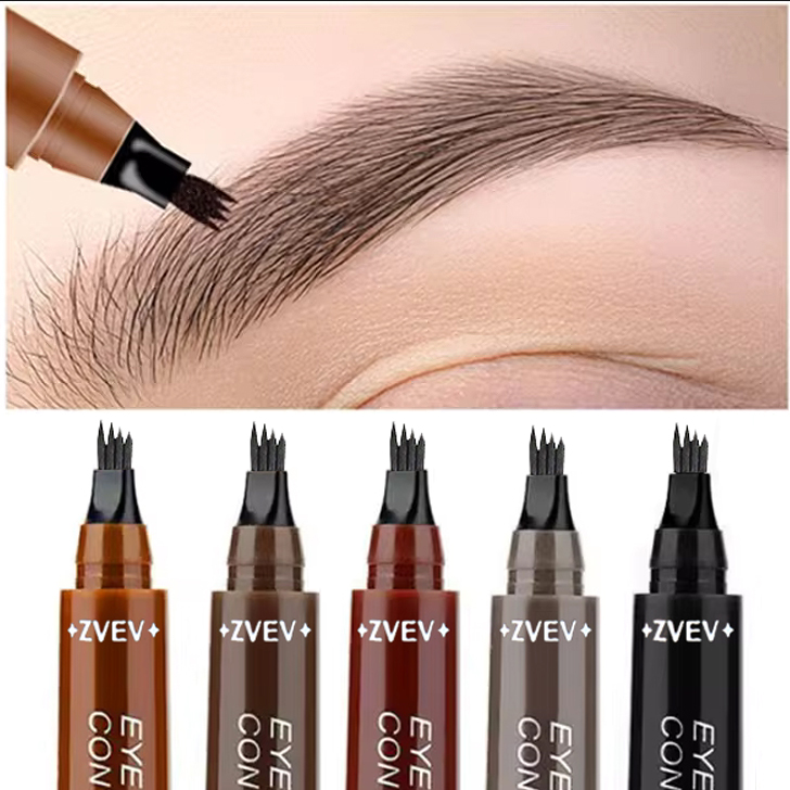 Lápis De Sobrancelha Líquido 4 Cabeças-Maquiagem Impermeável De Longa Duração Multicolorida