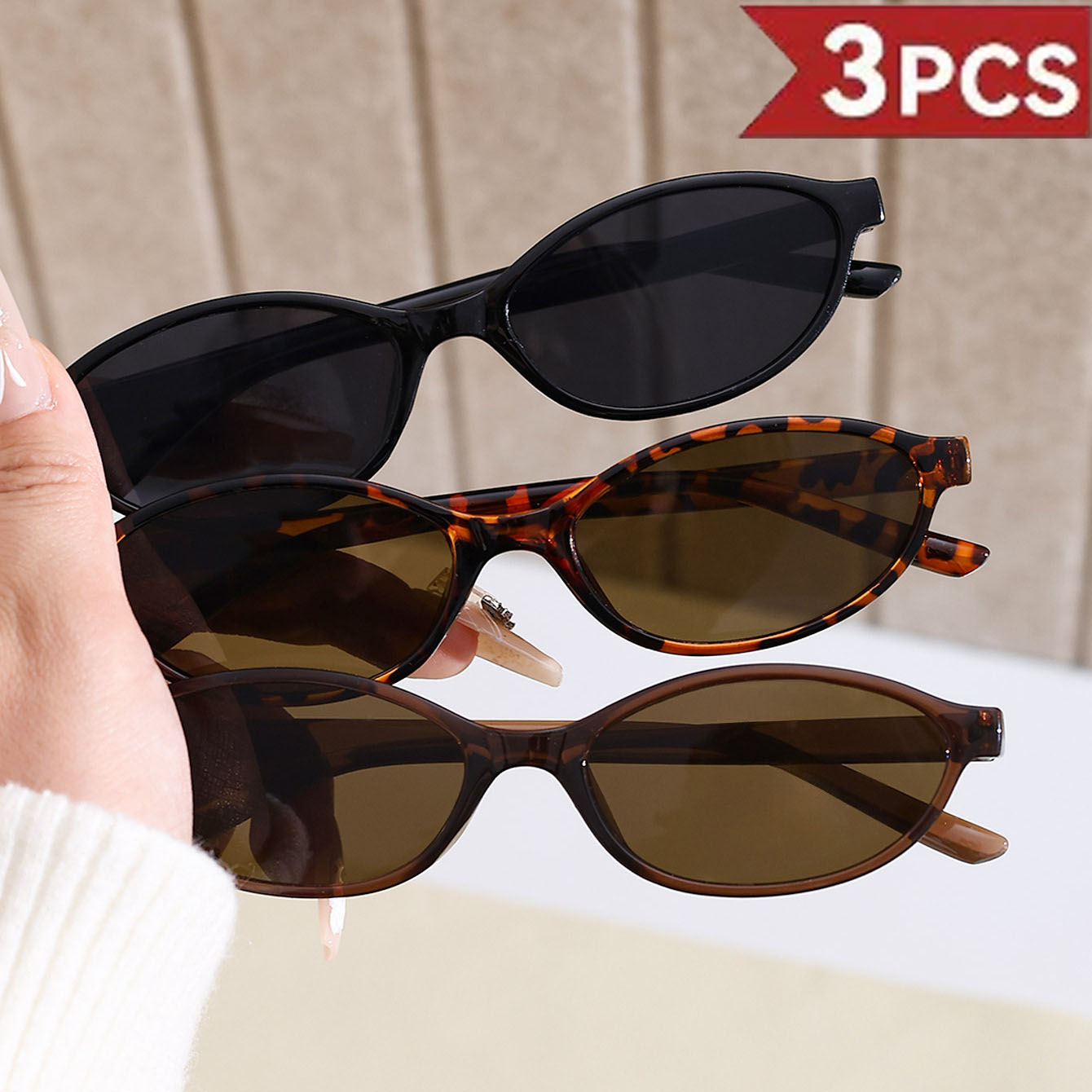 Três Óculos De Sol Ovais UV400 Vintage Para Mulheres E Homens-Armação Pequena De Luxo De Designer