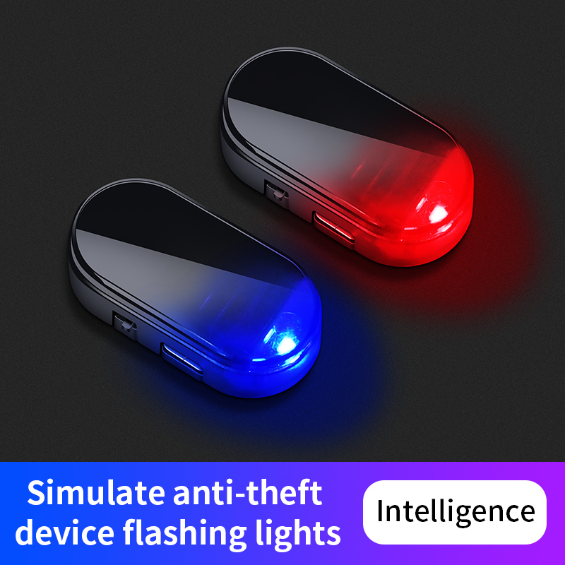 Luz LED Anti-Roubo De Aviso Solar Automotivo , Indicador Decorativo De Segurança De Simulação De Carro Por Indução