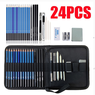 24 Peças Conjunto De Lápis De Esboço Artista Artesanato Kit De Desenho Profissional Graffiti Materiais De Arte em Oferta na Shopee
