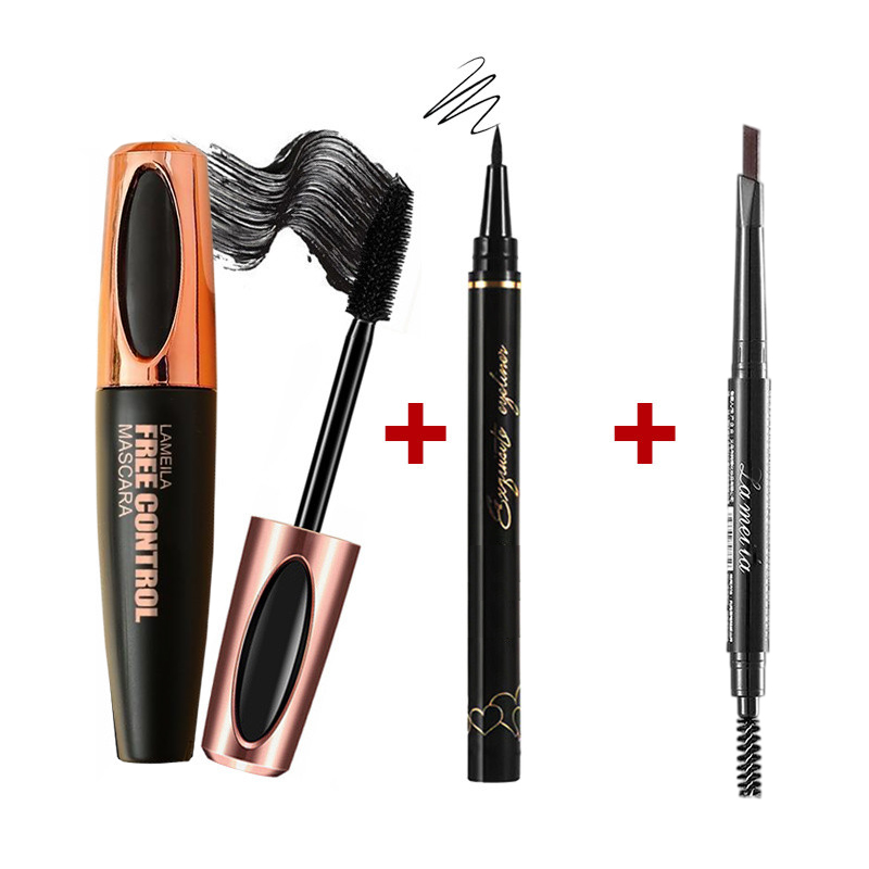 3 Pçs/set Conjunto De Maquiagem Para Os Olhos Rímel + Delineador + Sobrancelha Lápis De Iniciante