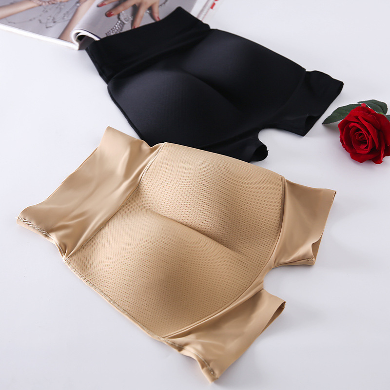 ​ Shorts Femininos Acolchoados Para Levantar O Bumbum , Preto/Bege Sl , Modelador De Cintura Alta Com Controle De Barrig