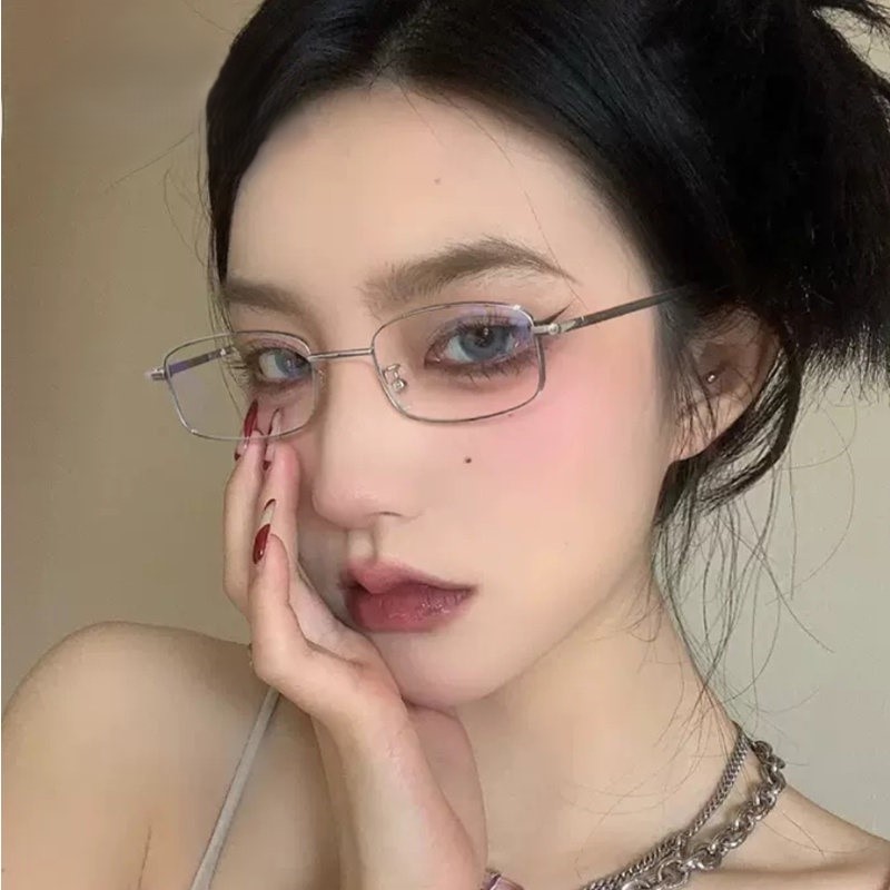 Óculos Retangulares Coreanos , Armação De Metal Dourado , Estéticos Vintage Para Mulheres E Homens em Oferta na Shopee