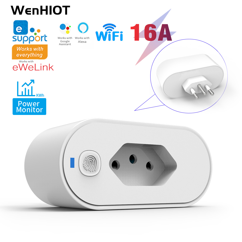 Adaptador De Tomada Inteligente 16A eWeLink Wifi Com Suporte Para Controle De Voz Alexa Google Home