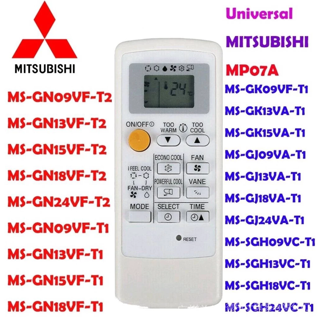 Ar Condicionado Remoto Universal MP07A Para Mitsubishi AC MH08B MP04B MSZ-GA50VA
