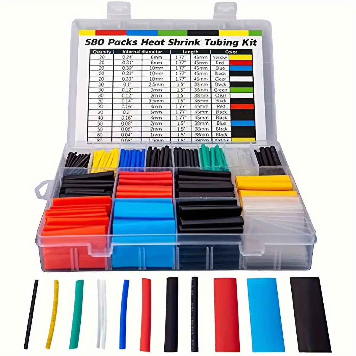 Kit de Tubos Termorretráteis Multicolor 2:1 Conjunto de Mangas de Cabo de Encolhimento de Poliolefina