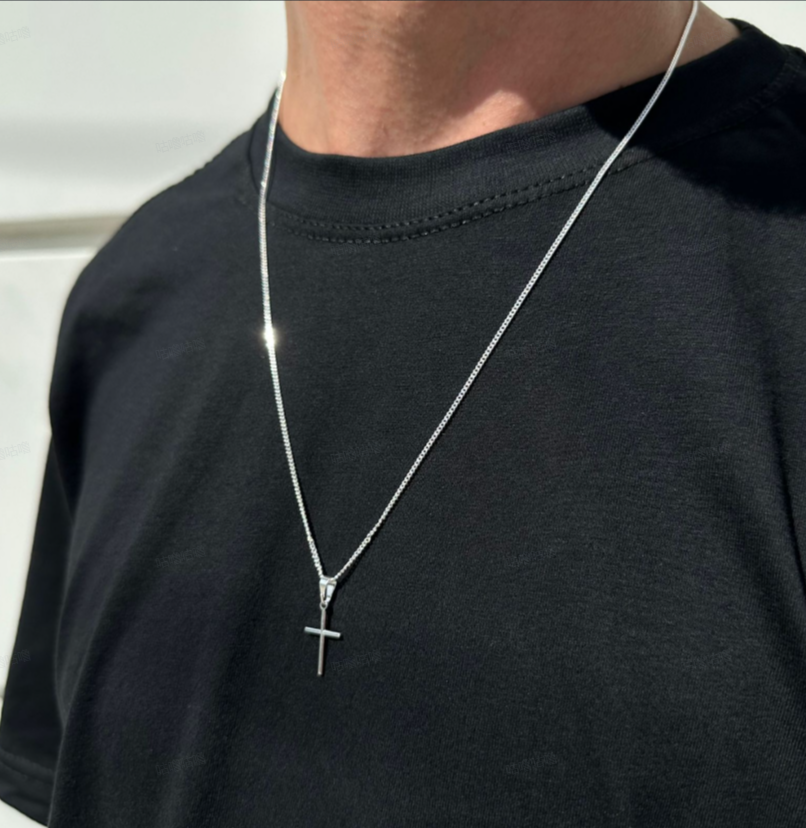 Colar Minimalista Com Pingente De Cruz Masculino , Joias Versáteis Da Moda Em Qualquer Ocasião