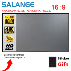 SALANGE tecido sintético refletivo com borda preta 60/72/84/100/120/130 polegadas 16:9 Portátil para Tela de Projeção
