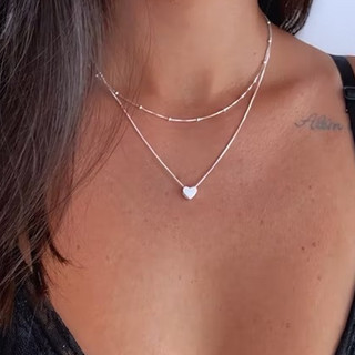Colar De Coração Em Camadas Minimalista Para Mulheres Na Moda Chique Clavícula Jóias Deli…