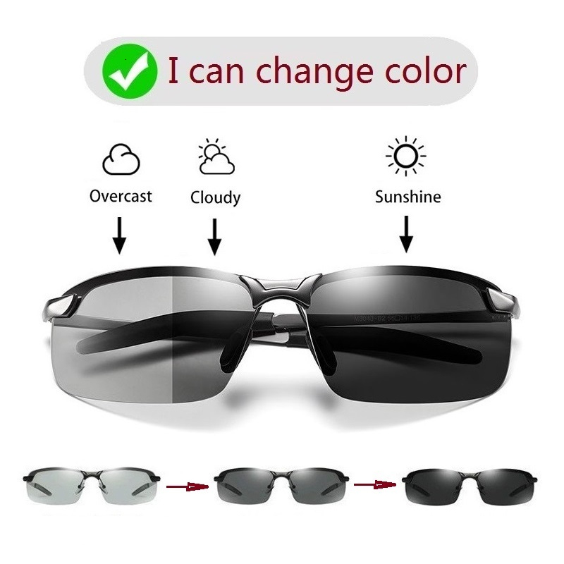 Óculos de Sol Polarizados New Day & Night - Lentes Fotocromáticas UV400 para Homens, Dirigir/Pesca