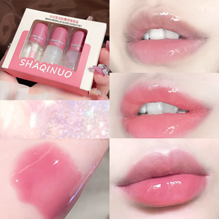 Kit De Esmalte Labial Brilhante Hidratante , 3 Peças , Conjunto De Batom Não Pegajoso , Al...
