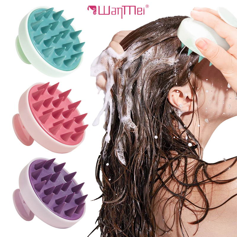 Escova De Shampoo De Cabelo De Silicone Macio Limpeza Caspa Massagem Seca/Molhada Couro Ca...