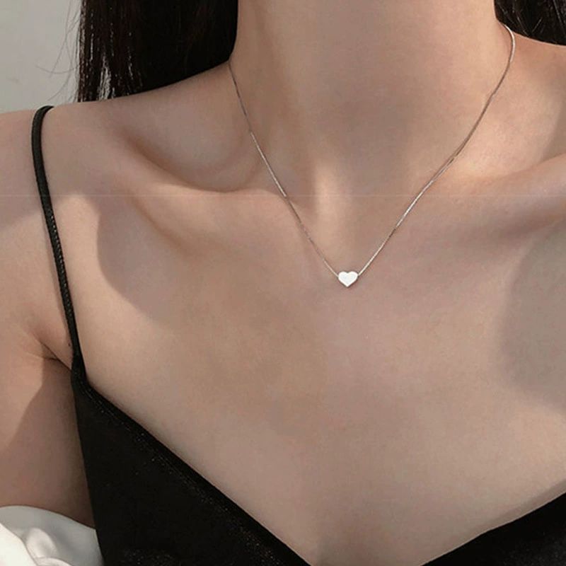 Colar Minimalista Com Pingente De Coração Feminino Elegante Corrente De Clavícula Joias De...