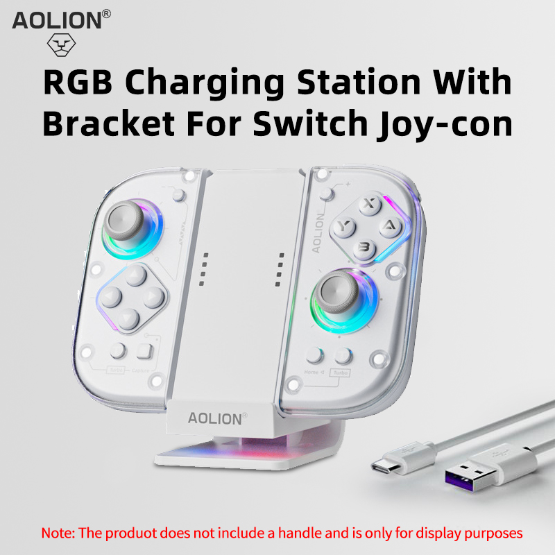 Suporte De Carregamento Aolion Para Controle Joycon Com Ergonomia E Estação Rgb Para Nintendo Switch