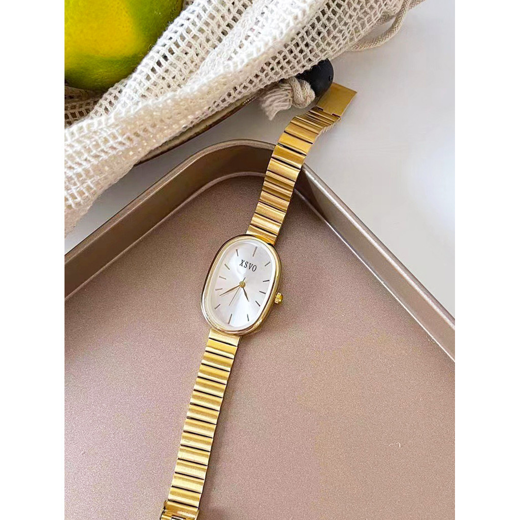 Relógio Oval Com Padrão De Bambu-De Quartzo Estilo Natural Para Mulheres , Moda Elegante Estudantes