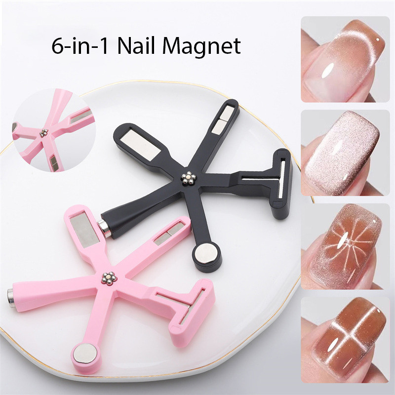 6 Em 1 Multi-Função Olho De Gato Prego Vara Magnética Cruz Ímã Placa Para UV Gel Ferramenta Do Brilhante Arte Decalque F