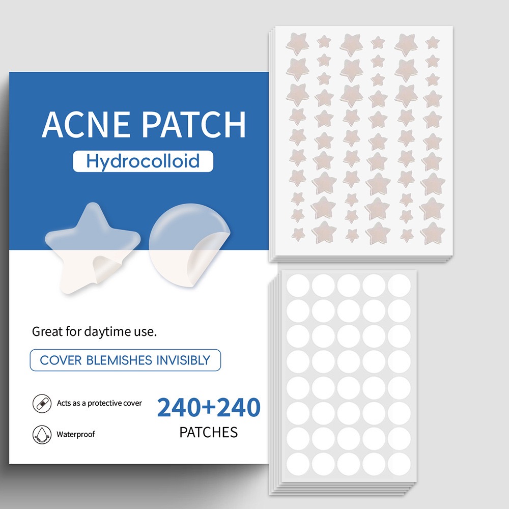Patches Para Acne 480PCS 240 + 240 Adesivo Transparente Estrela E Círculo Necessário Maquiagem Adequado Diferentes Taman