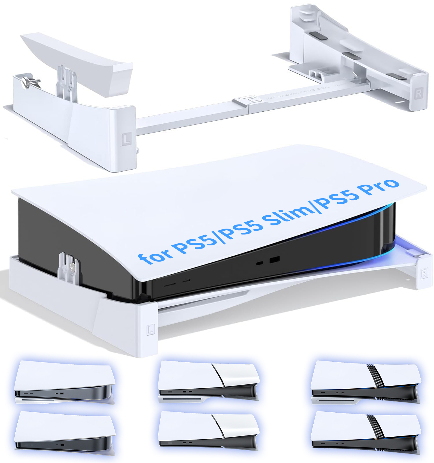 Suporte Horizontal para PS5/PS5 SLIM/PS5 PRO, Base para PS5, para Edições Disc & Digital do Playstation 5, Acessórios