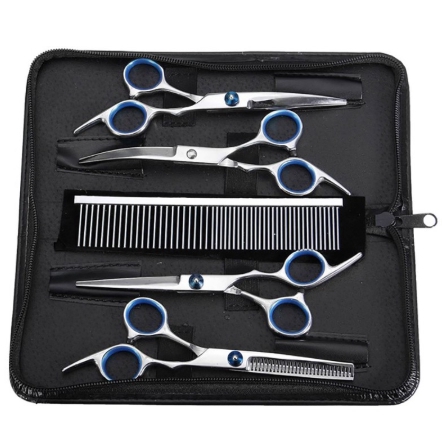 Kit De Tesoura Para Tosa De Animais De Estimação , 6 Peças De Aço Inoxidável Cães E Gatos Com Estojo , Luvas Eletrostáti