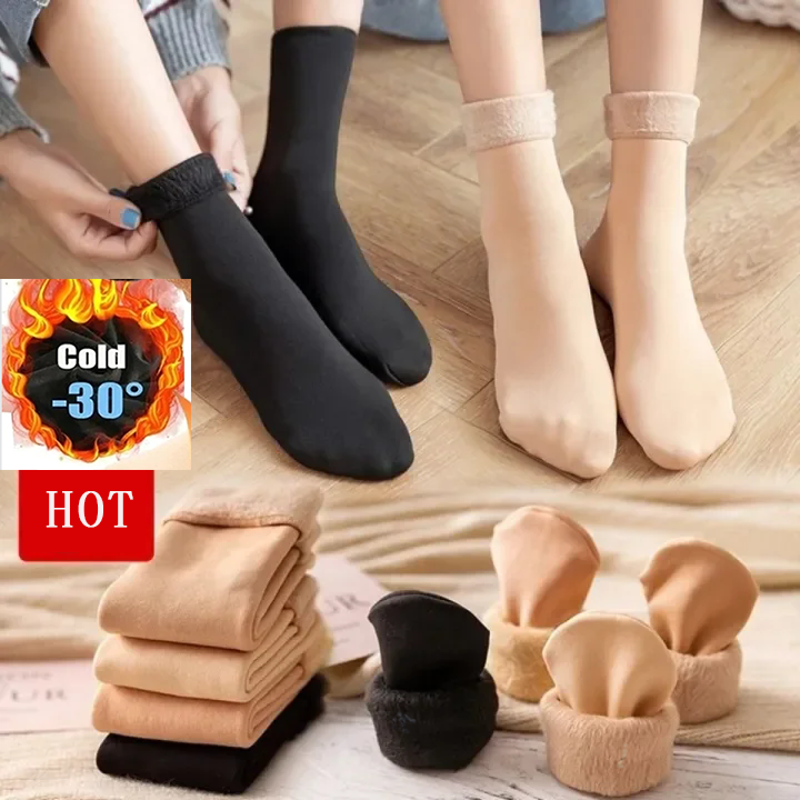 Meias Quentes De Lã Grossa Cashmere Veludo Sem Costura Inverno