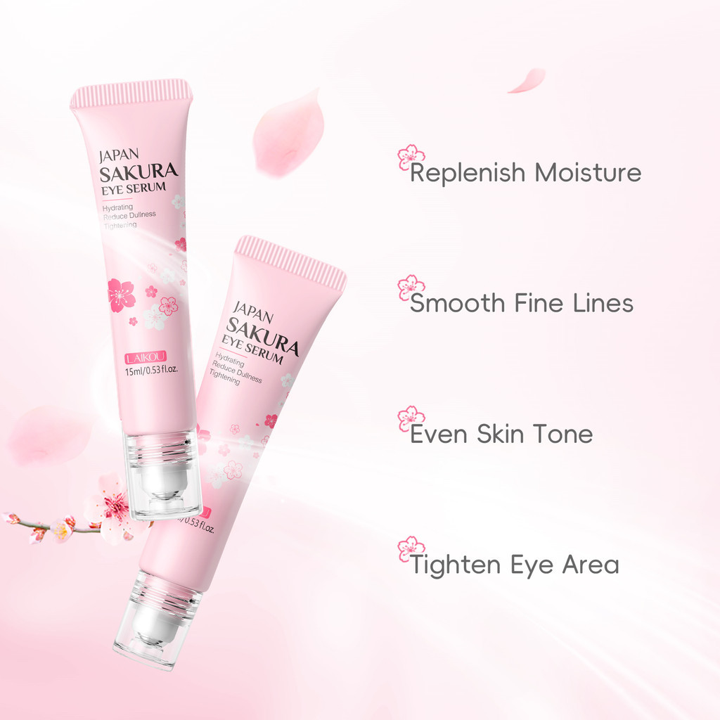 LAIKOU Japão Sakura Eye Serum Remove Bag Essência Fad e Rugas Anti-Inchaço 15ml