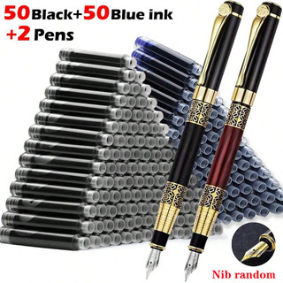 Conjunto De Caneta Tinteiro De Metal Retrô 100 Peças Com Tinta Substituível Para Escrever…