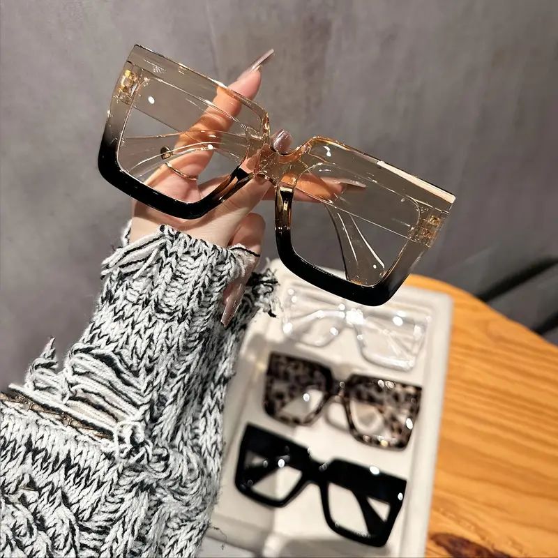 Conjunto de 4 peças de Óculos Geométricos Retro Transparentes Femininos, Adequados para Atividades de Lazer, Vida Diária