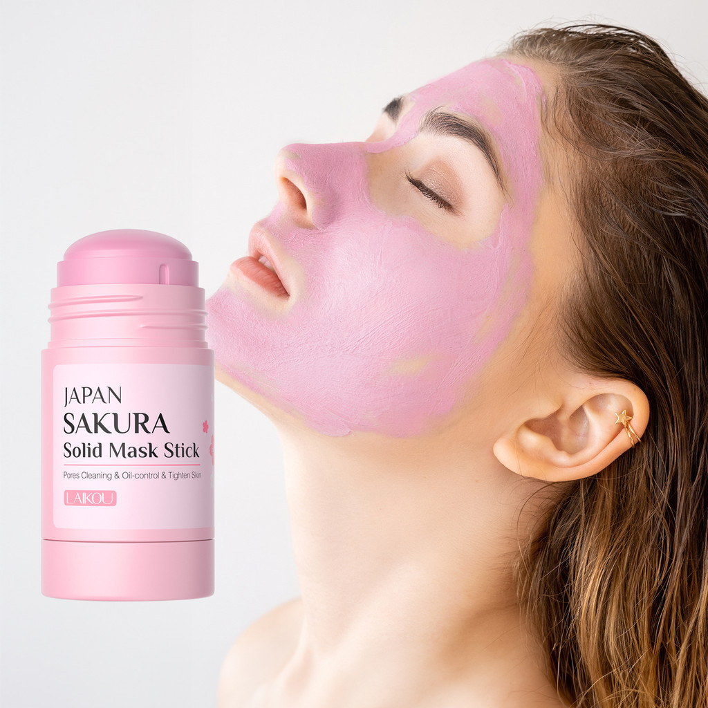 LAIKOU Japão Sakura Máscara Sólida Vara Limpeza Poros Reduzir Cravo Controle De Óleo Apertar A Pele 45g
