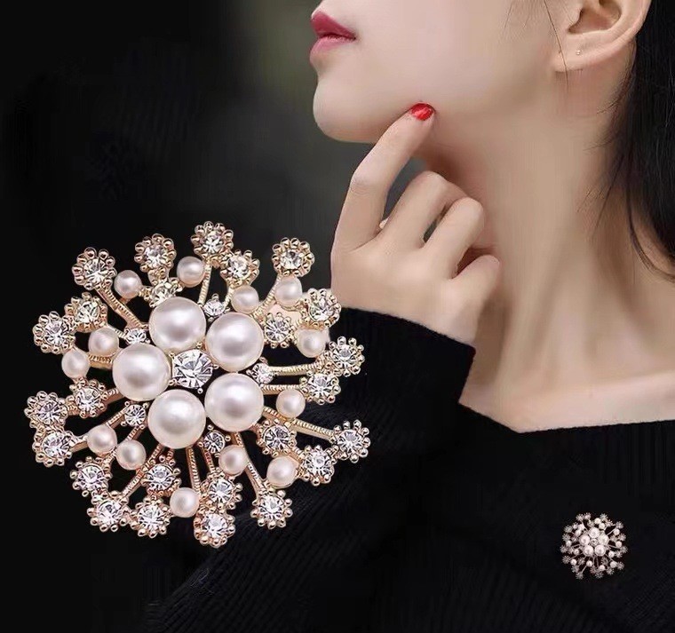 Broche Elegante Para Mulheres , Alfinete De Lenço De Pérola E Metal , Acessório De Roupas Da Moda Com Prendedor Seguro em Oferta na Shopee